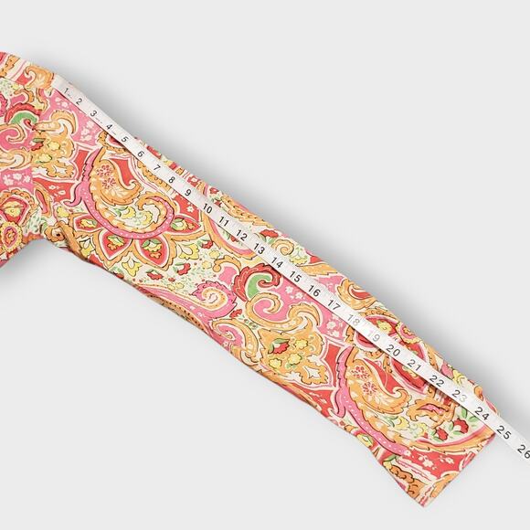 Charter Club Womens 100% Linen Floral Paisley Button Up Shirt Pink Multi Large - Picture 9 of 14